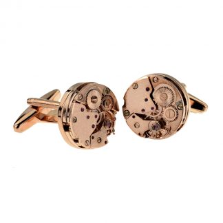 Rose Gold Real Watch Movement Mechanism Cufflinks