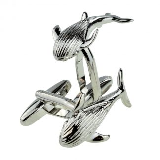 Swimming Whales Design Cufflinks