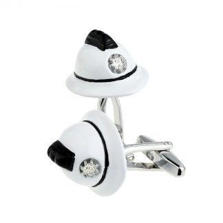 White Fire Fighters Helmet Cufflinks