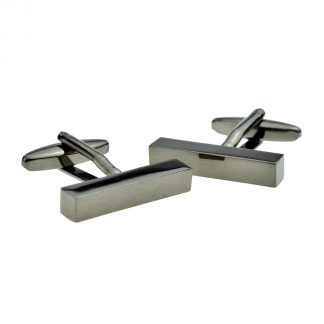 Gunmetal Finish Cuboid Plain Cufflinks (Engravable)