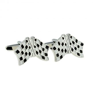Two Chequered Flags Design Cufflinks