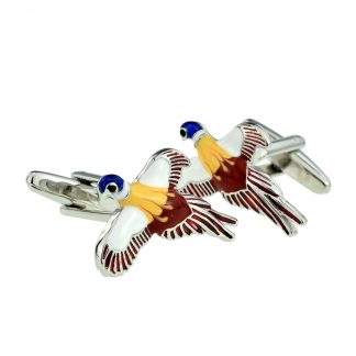 Coloured Pheasant in Flight Cufflinks