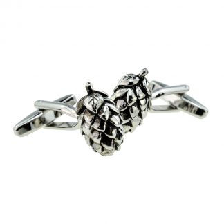 Rhodium Plated Hops Design Cufflinks
