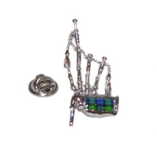 MacKenzie Tartan Bagpipes Lapel Pin Badge