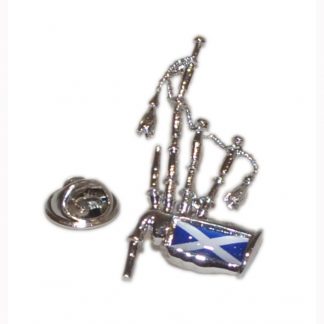 Scottish Saltaire Flag Bagpipe Lapel Pin Badge