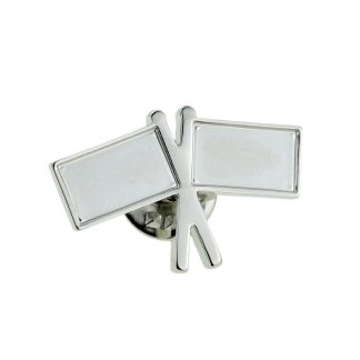 Blank Recessed Twin Flag Lapel Pin Badge For Doming