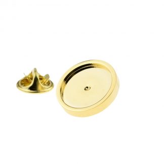 Gold Plated Lapel Pin Badge 15mm Bezel Cabochon Recess for Doming