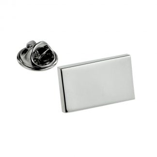 Rectangular Rhodium Plated Lapel Pin Badge 20mm x 12mm x 3mm