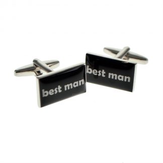 Sleek Font Contemporary Design Black Wedding Cufflinks
