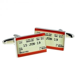 Personalised Travel Ticket Style Wedding Cufflinks