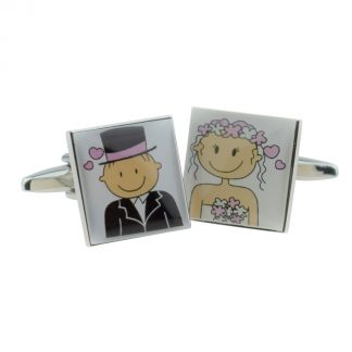 Smile & Wedding Role Cufflinks - Black & Pink