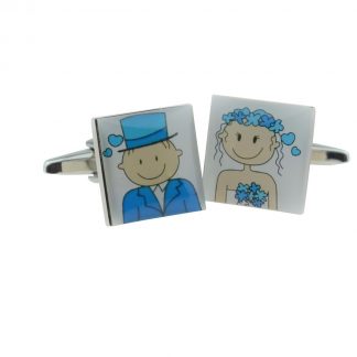 Smile & Wedding Role Cufflinks - Blue