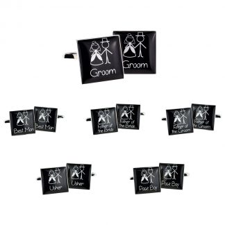 Stick Figures Design Wedding Cufflinks