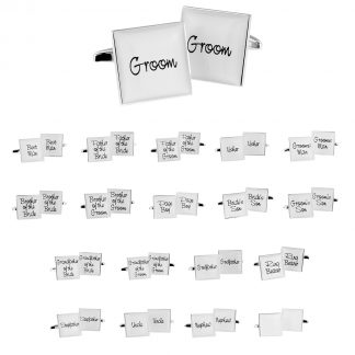 Ash Grey Square Wedding Cufflinks