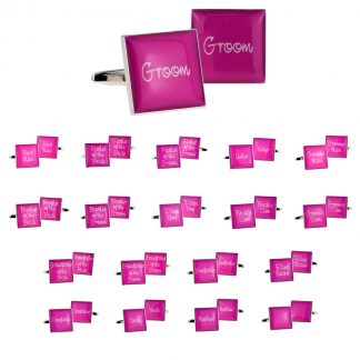 Hot Pink Square Wedding Cufflinks