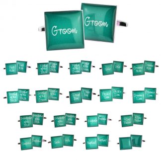 Teal Turquoise Square Wedding Cufflinks