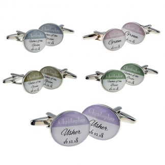 Oval Contemporary Half Colour Wedding Cufflinks