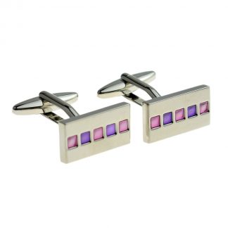 Rectangular Pink 5 Square Pink & Blue Cufflinks