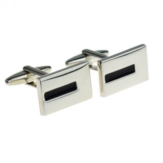 Rectangular Classic Cufflinks with Black Detail