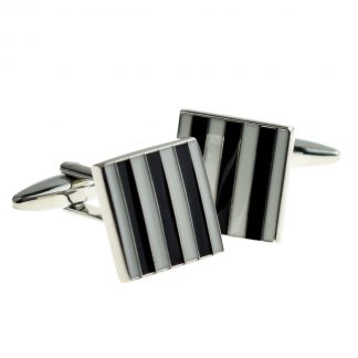 Black & White Striped Classic Cufflinks