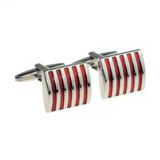 Red Classic Striped Cufflinks