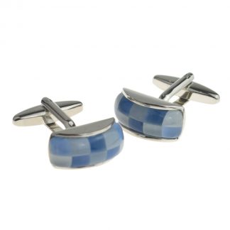 Blue Curved Multi Section Cufflinks