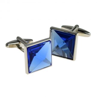 Clear Blue Pyramid Cufflinks