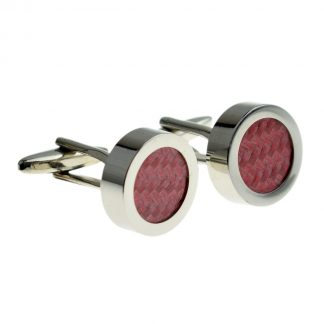 Pink & Silver Carbon Fibre-Look Cufflinks