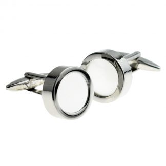 White Round Cufflinks