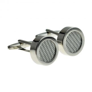 Silver Carbon Fibre-Look Cufflinks