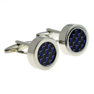 Black & Blue Carbon Fibre-Look Cufflinks