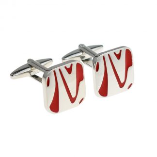 Red & Silver Swirl Pattern Cufflinks