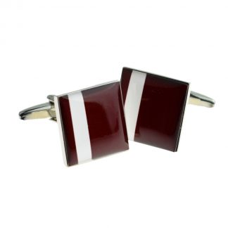 Burgundy with Off Centre White Stripe Cufflinks