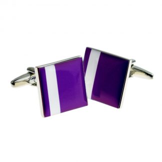 Purple with Off Centre White Stripe Cufflinks