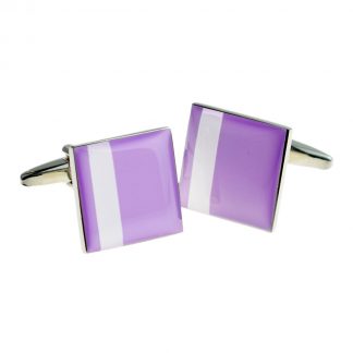 Lilac with Off Centre White Stripe Cufflinks