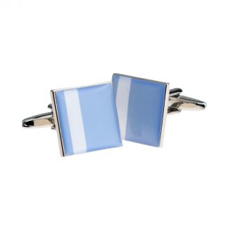 Blue with Off Centre White Stripe Cufflinks