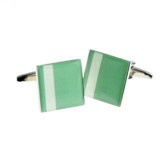 Green with Off Centre White Stripe Cufflinks