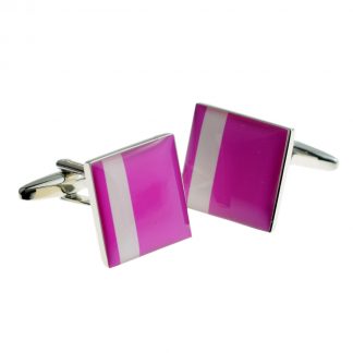 Hot Pink with Off Centre White Stripe Cufflinks