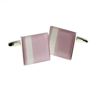 Baby Pink with Off Centre White Stripe Classic Cufflinks