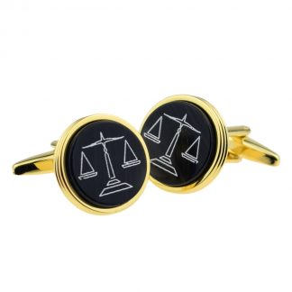 Gold Plated Black Scales of Justice Lawyers Masonic