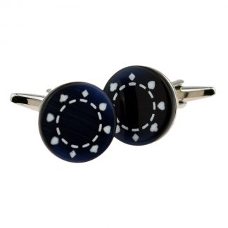 Blue Poker Chip, Gamble, Casino Cufflinks
