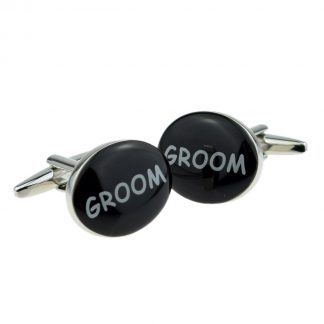 Black Oval Groom Wedding Cufflinks