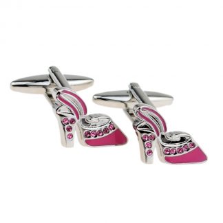 Pink Shoe with Crystals Cufflinks