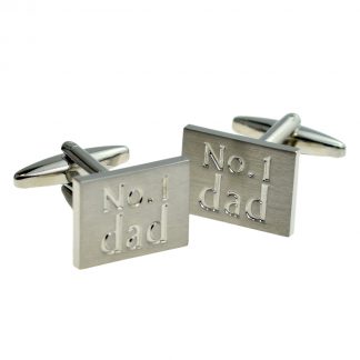 No.1 Dad Rectangular Brushed Finish Cufflinks