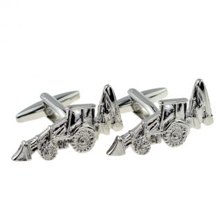 Rhodium Plated Excavator Tractor Digger Cufflinks