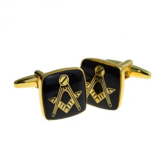 Black & Gold Plated Masonic Cufflinks No G
