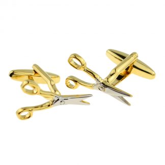 Silver & Gold Scissors Hairdressers Cufflinks