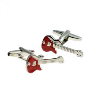 Red Electric Guitar Music Cufflinks