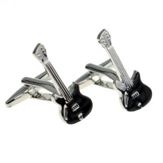 Black Electric Guitar Music Cufflinks