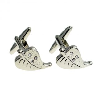 Crystal  Leaf Plant Cufflinks